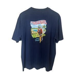 TOMMY BAHAMA T-Shirt A Beautiful Bay In The Neighborhood Parrot Men’s XL Blue